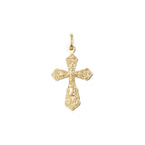 Orthodox cross budded pendant in Rose Gold two tone, 14K Gold plating colors