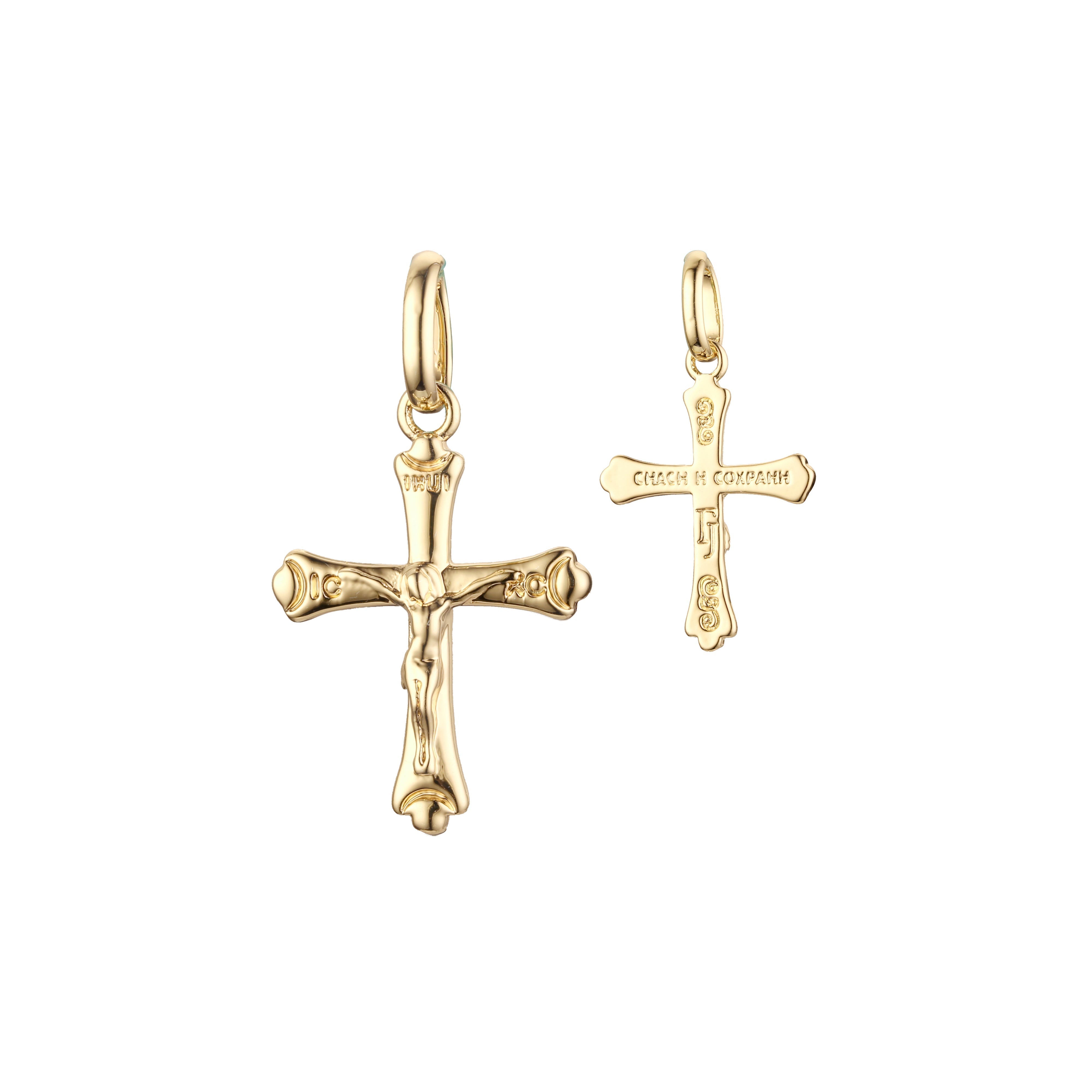 .Maltese Eastern Orthodox Russian pendant in Rose Gold two tone, 14K Gold plating colors