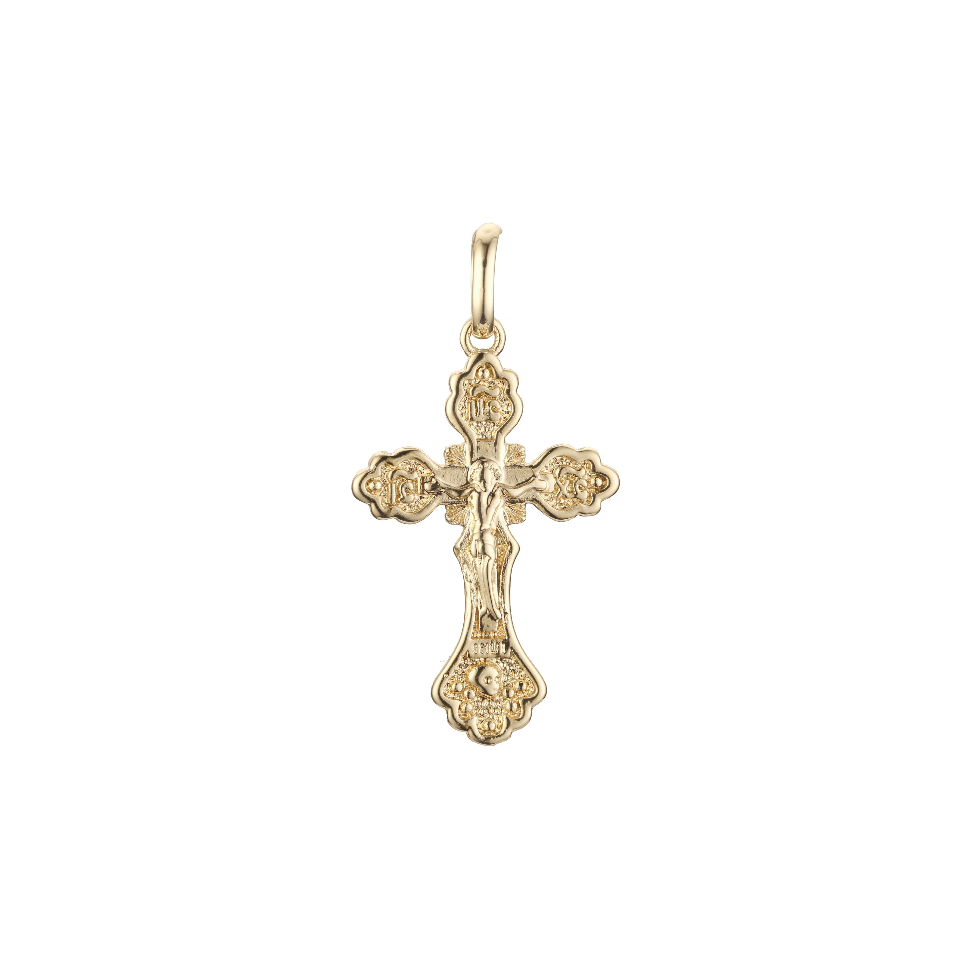 Eastern Orthodox Russian budded pendant in Rose Gold & 14K Gold plating colors