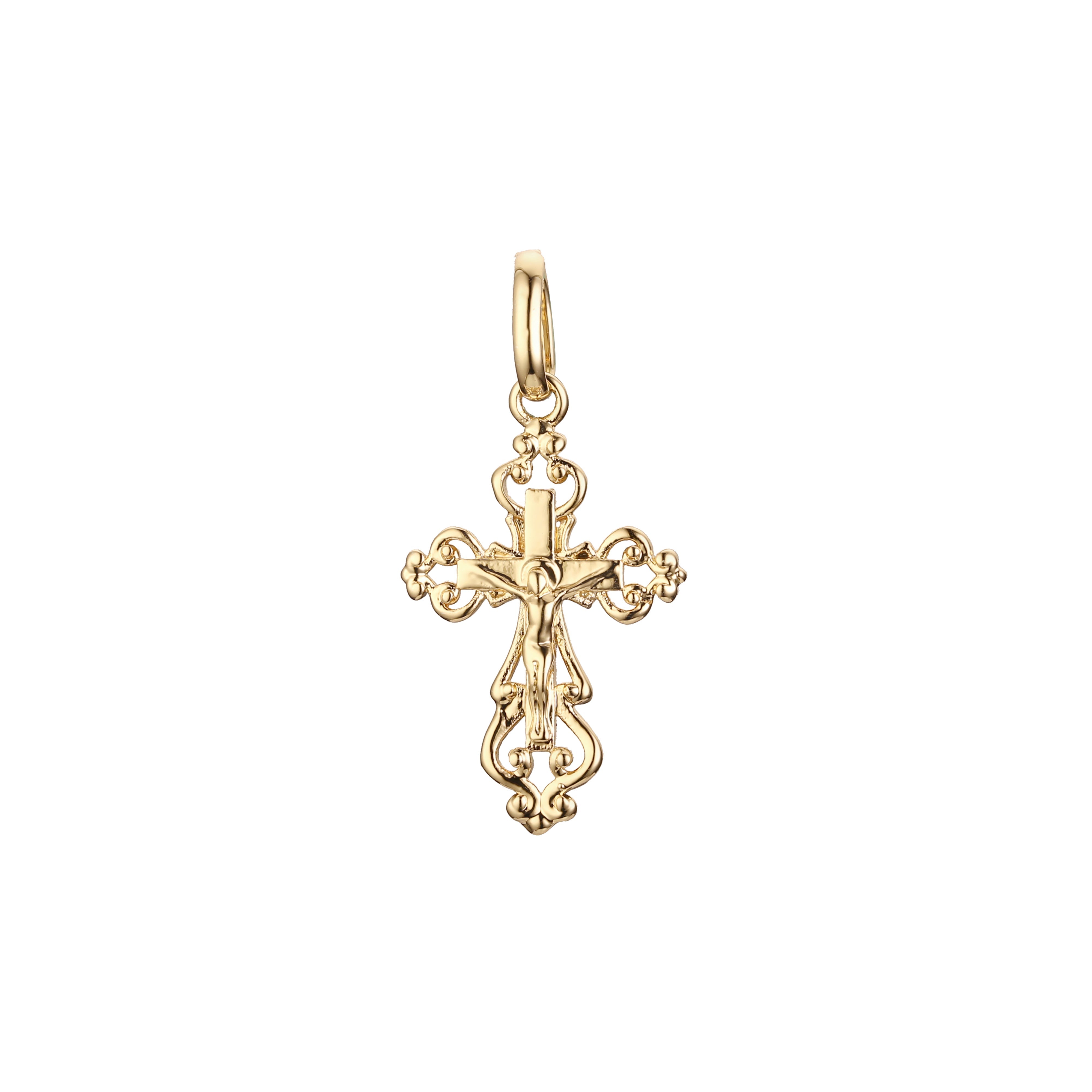Eastern Orthodox Russian budded pendant in Rose Gold two tone, 14K Gold plating colors