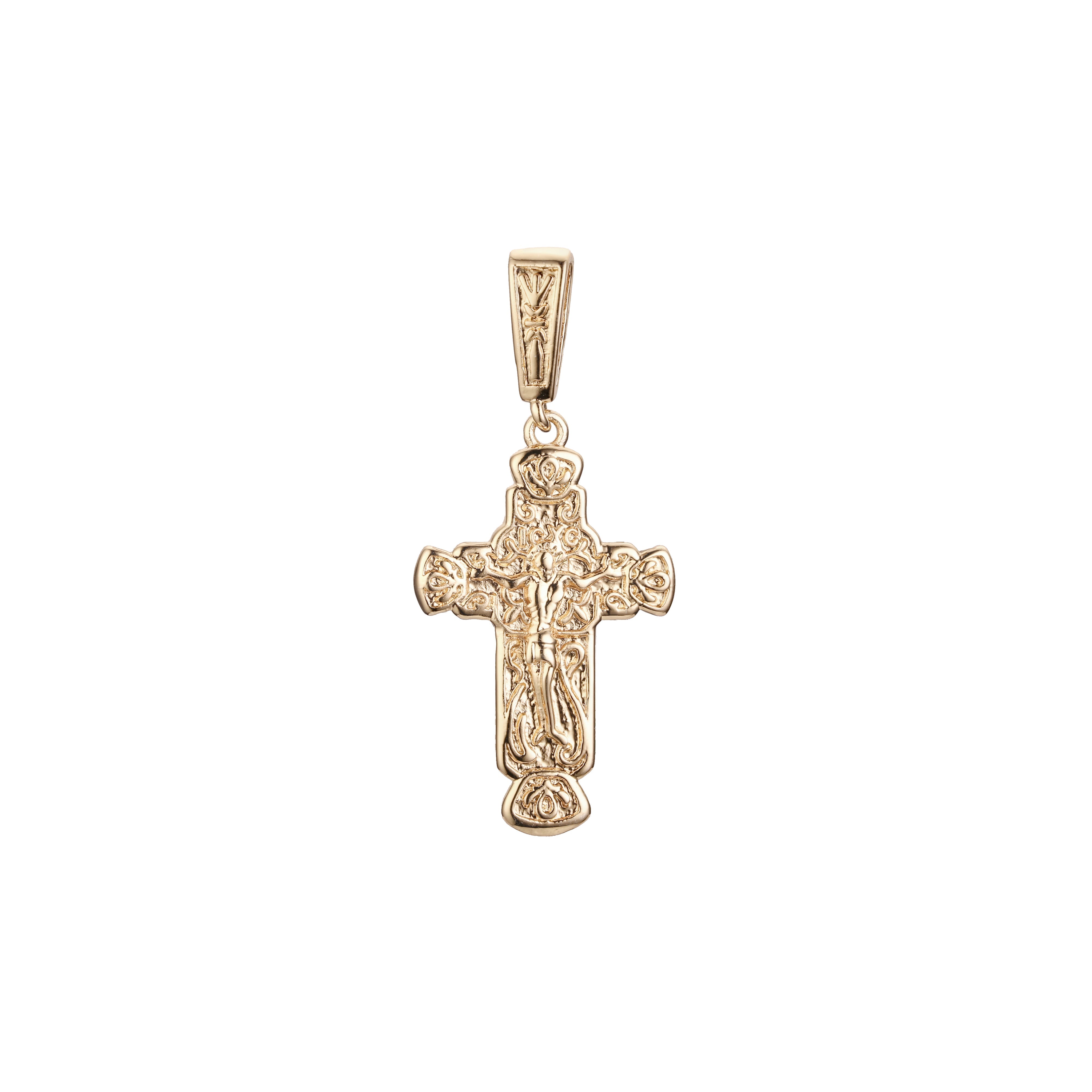 Eastern Orthodox Russian budded pendant in Rose Gold two tone, 14K Gold plating colors
