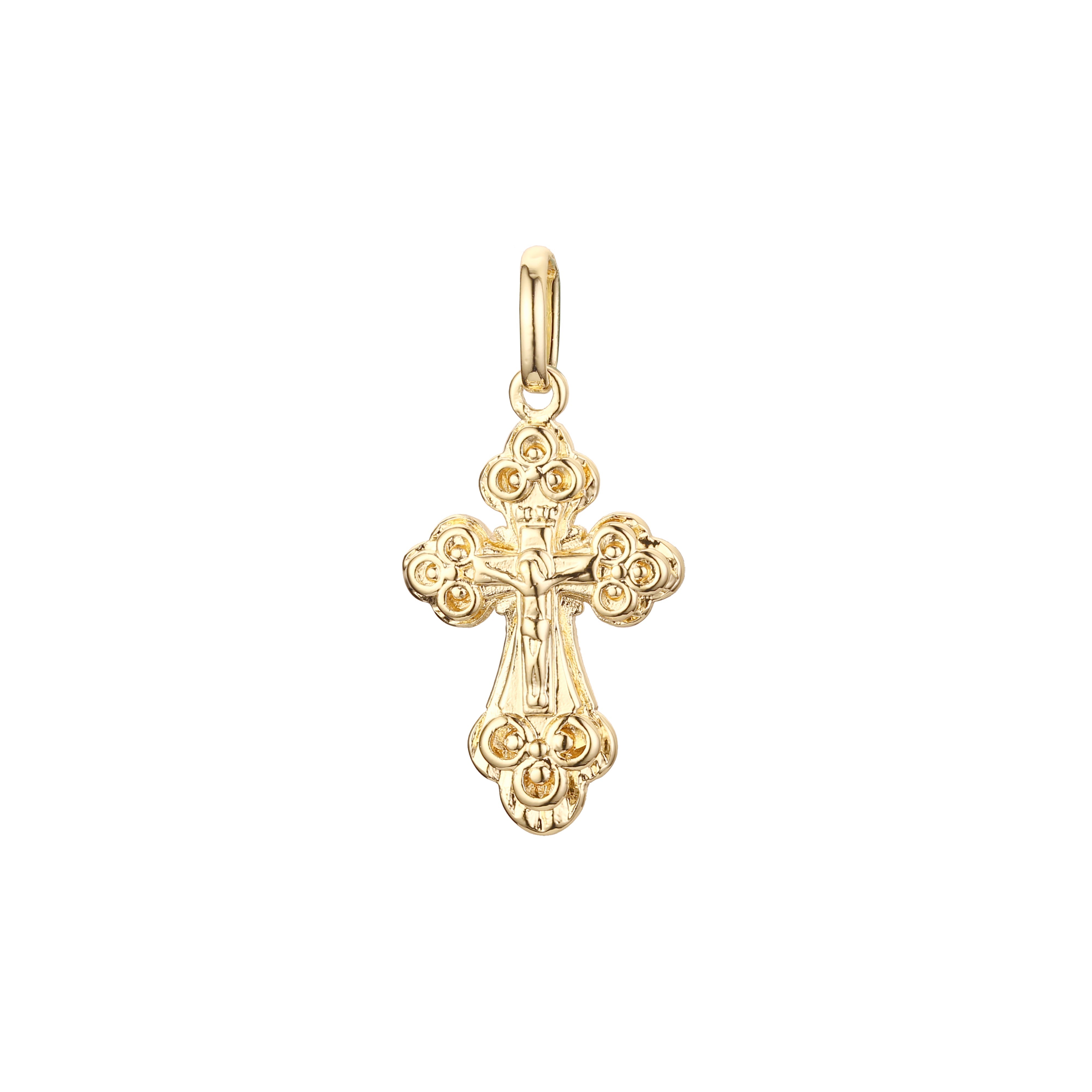Eastern Orthodox Russian budded pendant in Rose Gold & 14K Gold plating colors