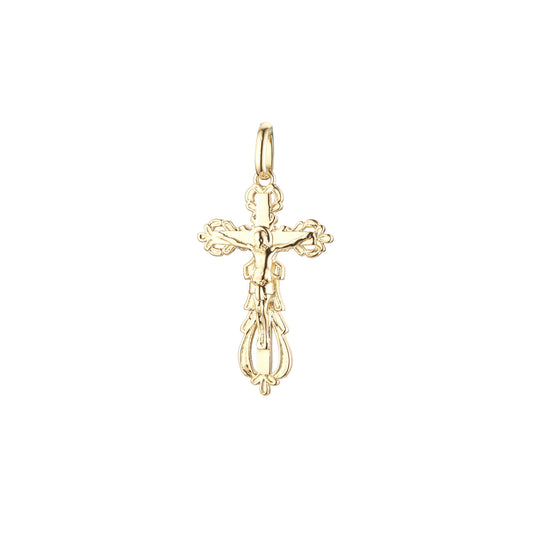 Eastern Orthodox Russian budded pendant in 14K Gold, Rose Gold & White Gold plating colors
