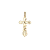 Eastern Orthodox Russian budded pendant in 14K Gold, Rose Gold & White Gold plating colors