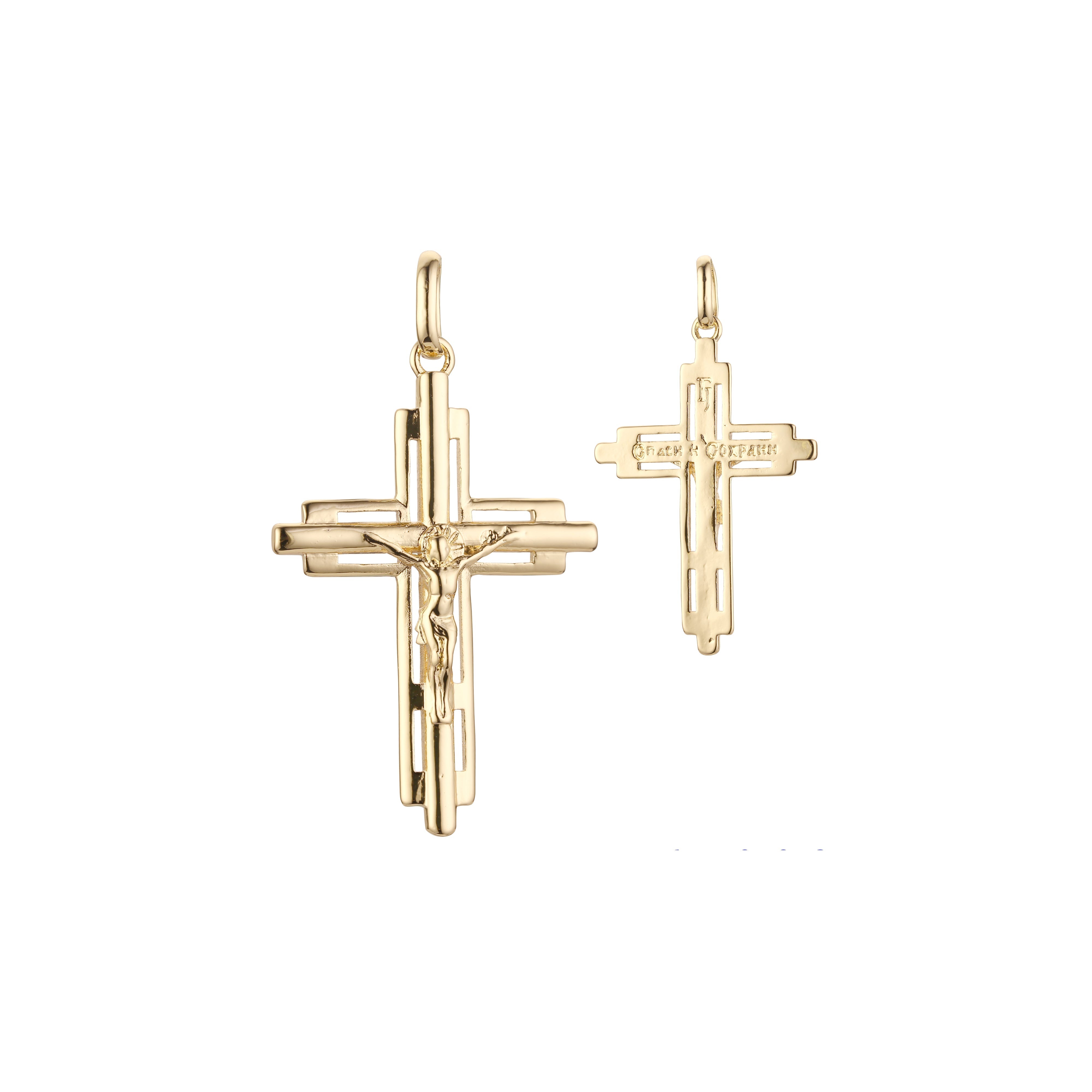 Eastern Orthodox Russian pendant in Rose Gold two tone, 14K Gold plating colors