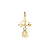Orthodox cross budded pendant in 14K Gold, Rose Gold & White Gold plating colors