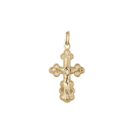 Eastern Orthodox Russian budded pendant in 14K Gold, Rose Gold two tone & White Gold plating colors