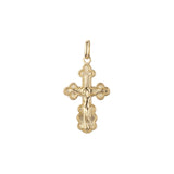 Eastern Orthodox Russian budded pendant in 14K Gold, Rose Gold two tone & White Gold plating colors