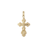 Eastern Orthodox Russian budded pendant in 14K Gold, Rose Gold & White Gold plating colors
