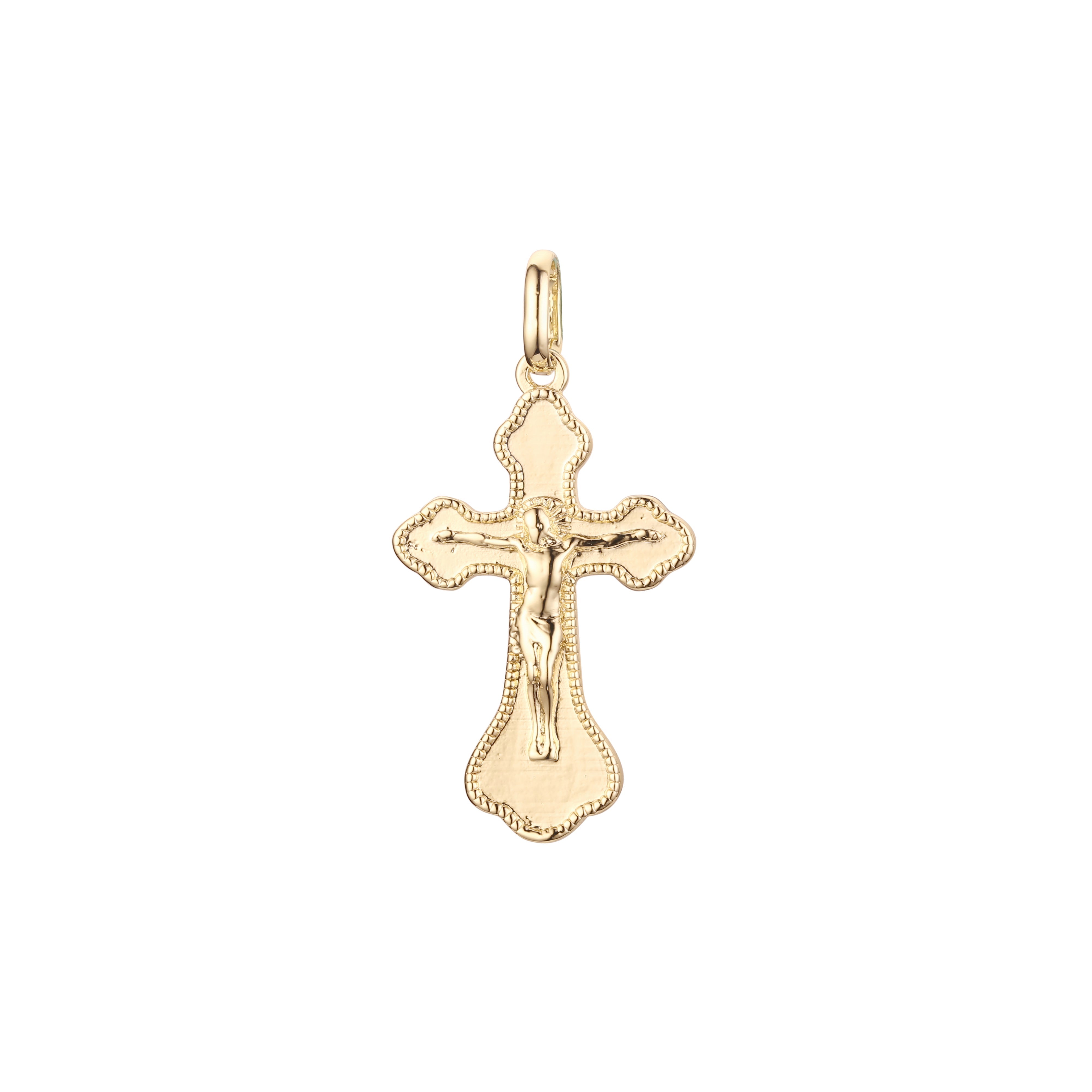 Eastern Orthodox Russian budded pendant in 14K Gold, Rose Gold two tone & White Gold plating colors