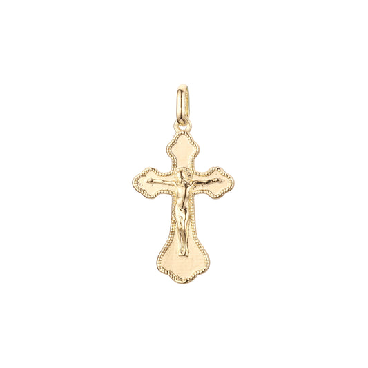 Eastern Orthodox Russian budded pendant in 14K Gold, Rose Gold two tone & White Gold plating colors