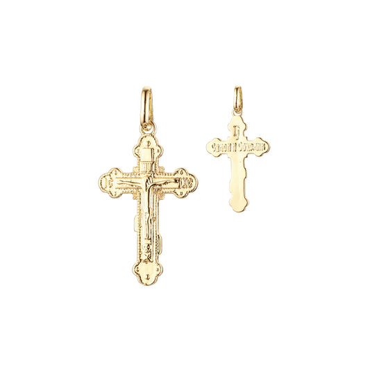 Eastern Orthodox Russian budded pendant in 14K Gold, Rose Gold & White Gold plating colors