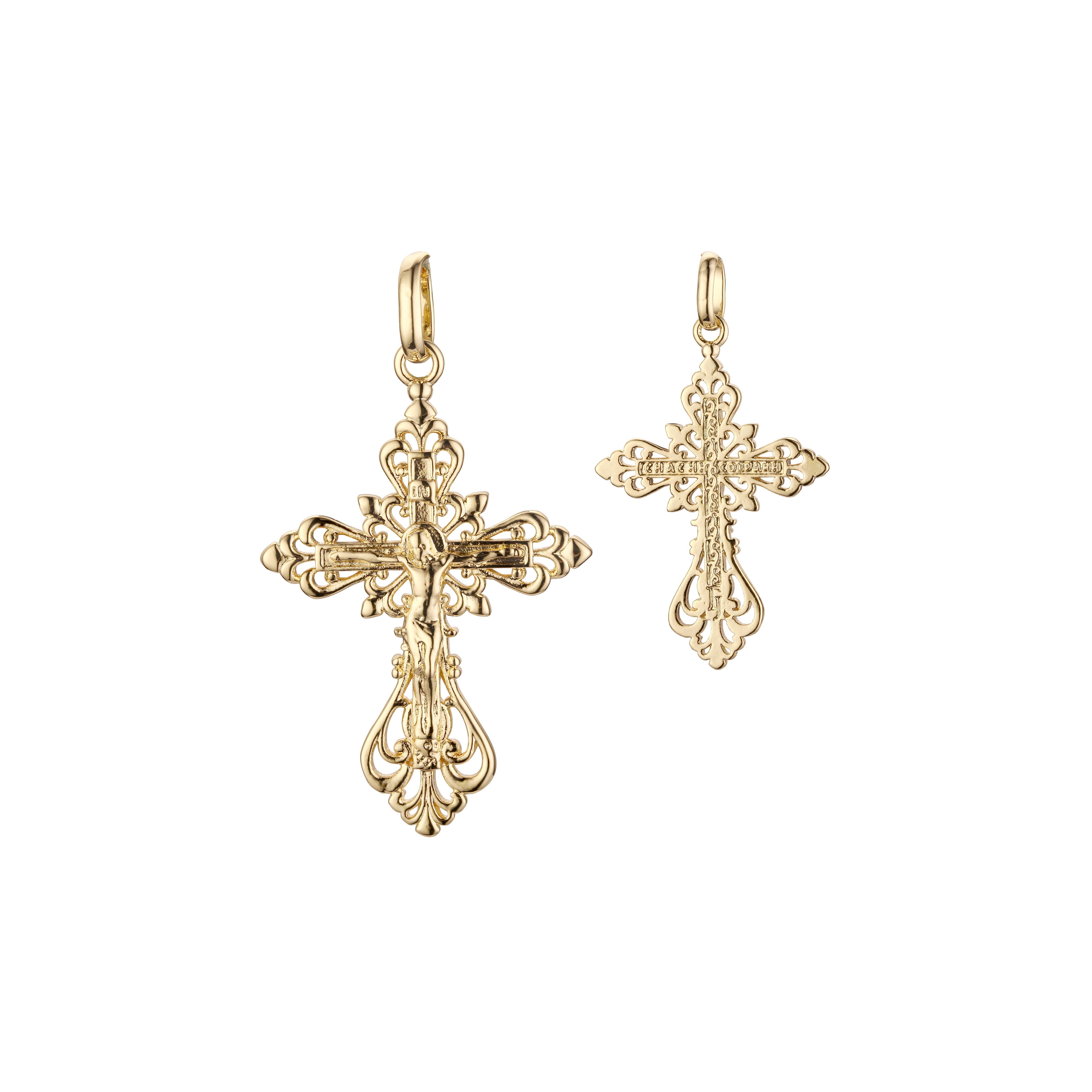 Eastern Orthodox Russian budded pendant in Rose Gold two tone, 14K Gold plating colors