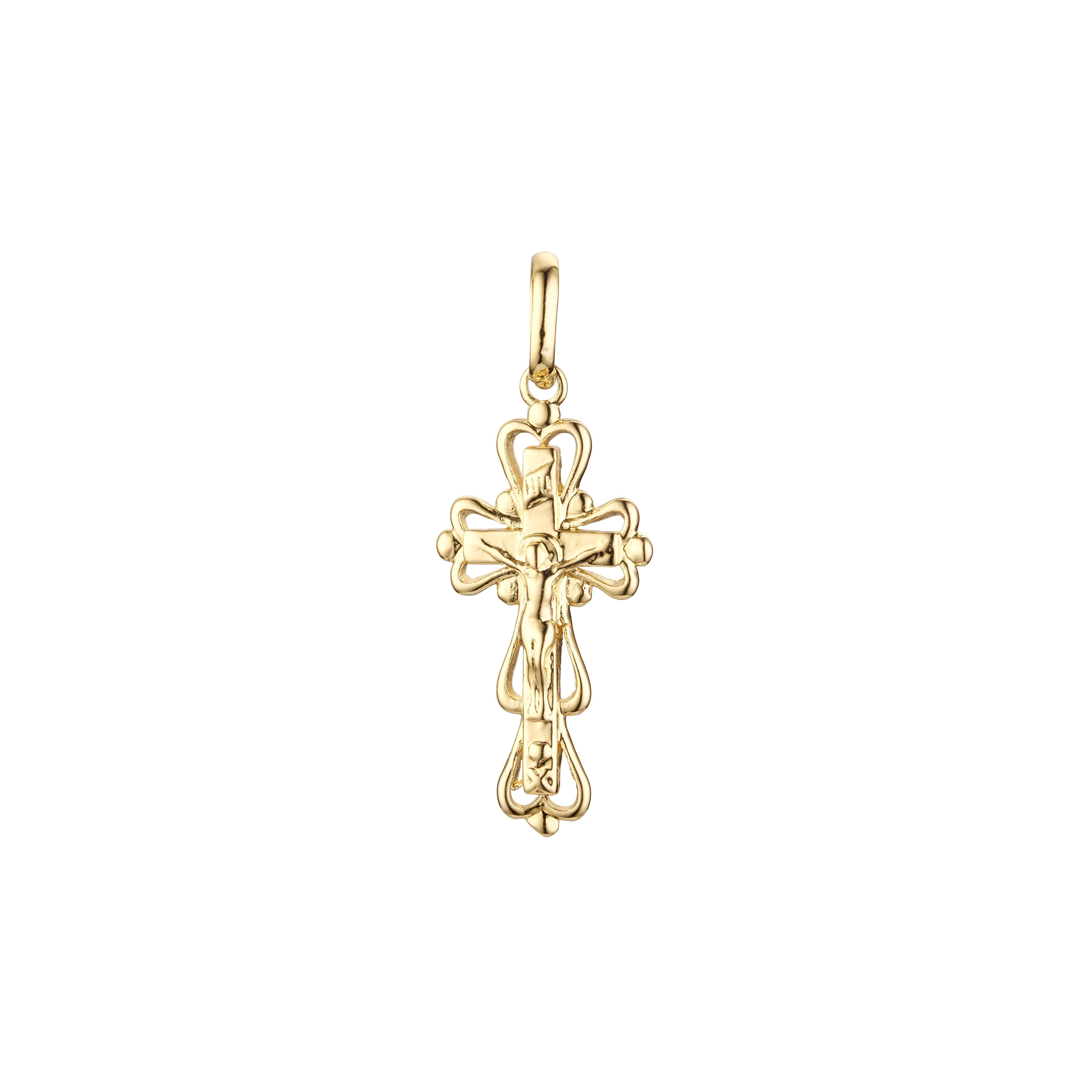Eastern Orthodox Russian budded pendant in Rose Gold & 14K Gold plating colors