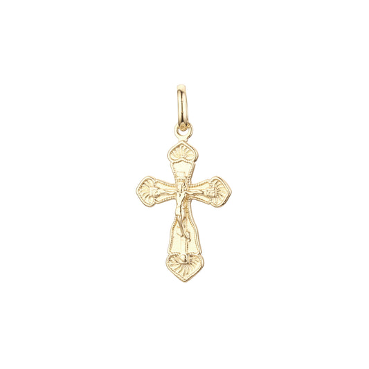 Colgante cruz ortodoxa rusa en Oro 14K, Oro Rosa bicolor, baño de Oro Blanco colores