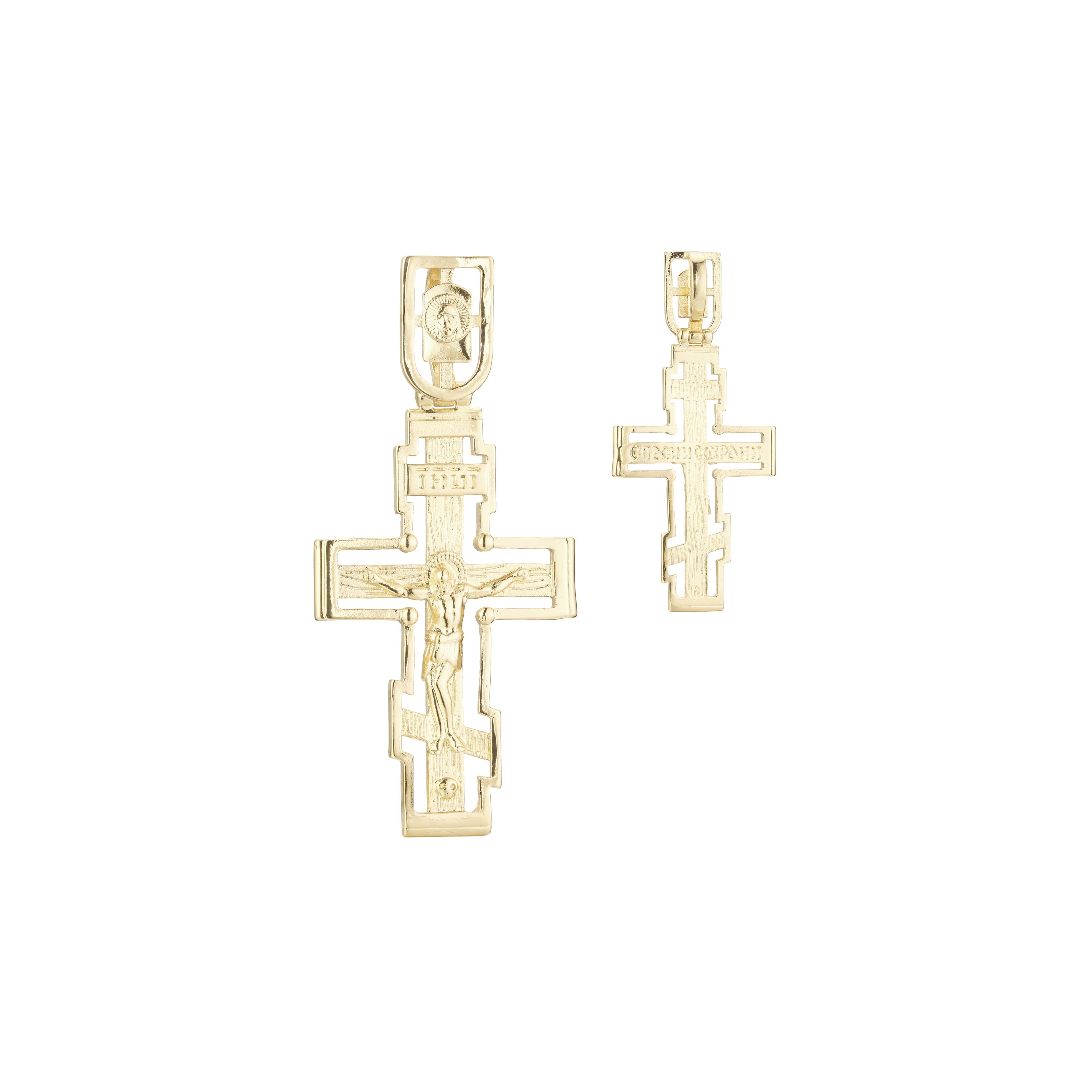 Russian orthodox cross pendant in Rose Gold, 14K Gold plating colors