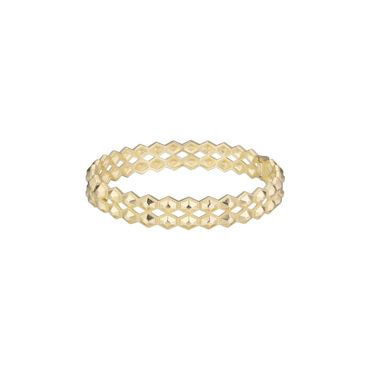 Pulseras de círculos de doble rombo chapados en oro de 14K, colores oro rosa.