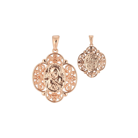 Virgin of Vladimir pendant plated in Rose Gold colors