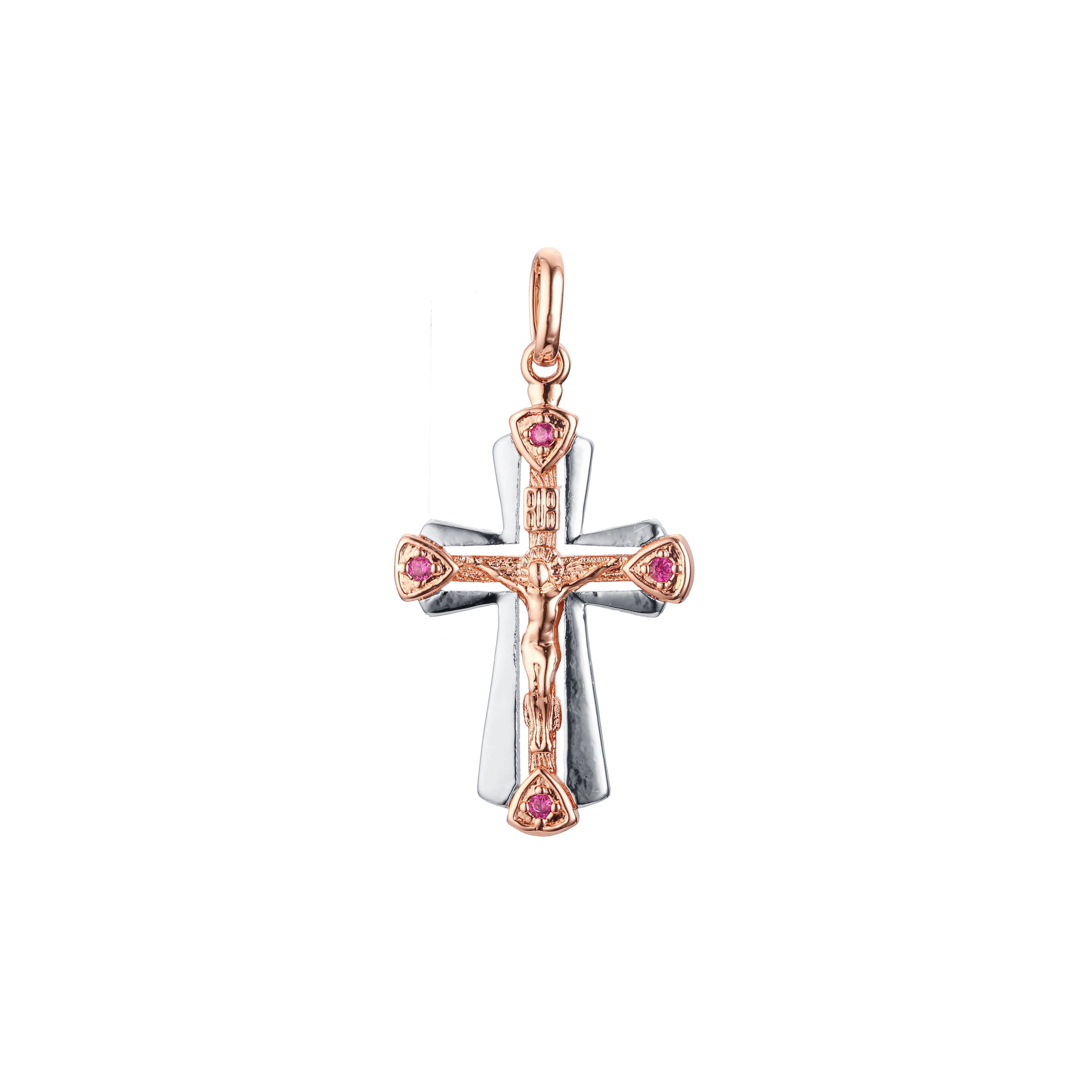 Maltese Eastern Orthodox Russian pendant in Rose Gold two tone, 14K Gold plating colors