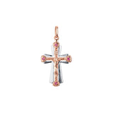 Maltese Eastern Orthodox Russian pendant in Rose Gold two tone, 14K Gold plating colors