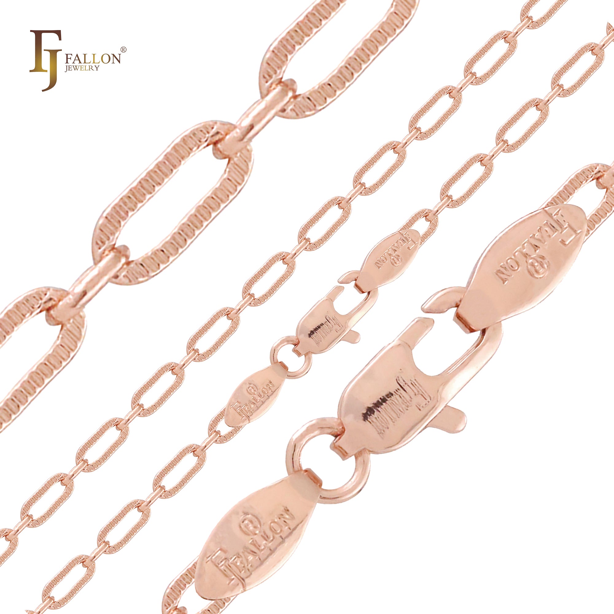 Enlace de clip martillado texturizado Oro de 14 quilates, cadenas de oro rosa