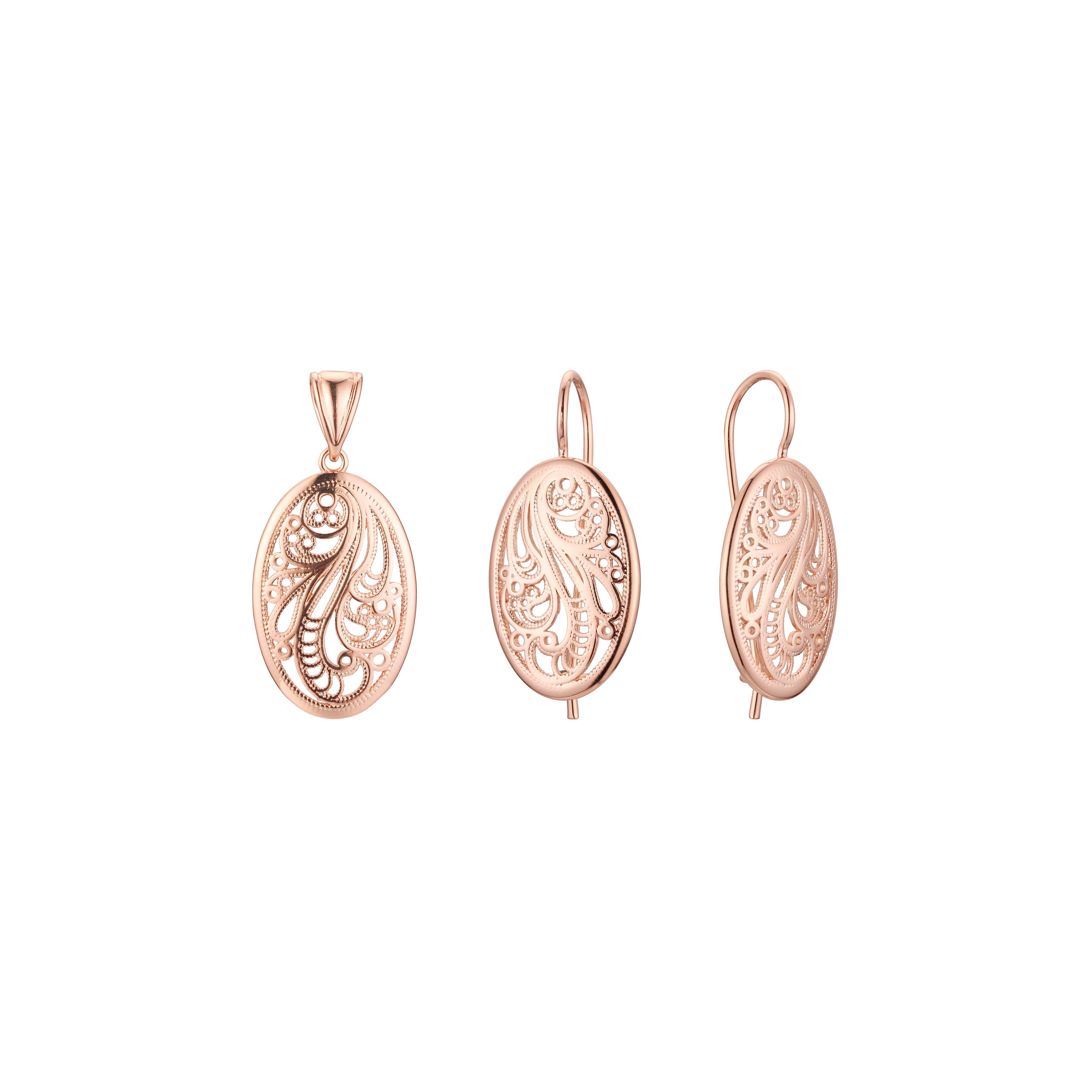 Conjunto de filigrana renacentista de oro rosa