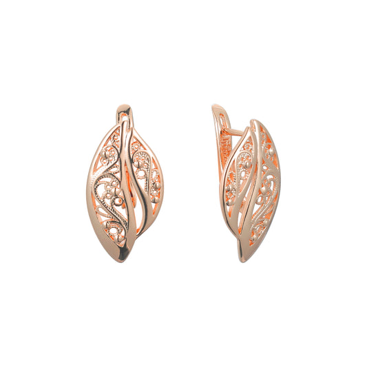 Pendientes de Filigrana en Oro de 14K, baño de Oro Rosa colores
