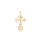 Orthodox cross budded pendant in 14K Gold, Rose Gold & White Gold plating colors