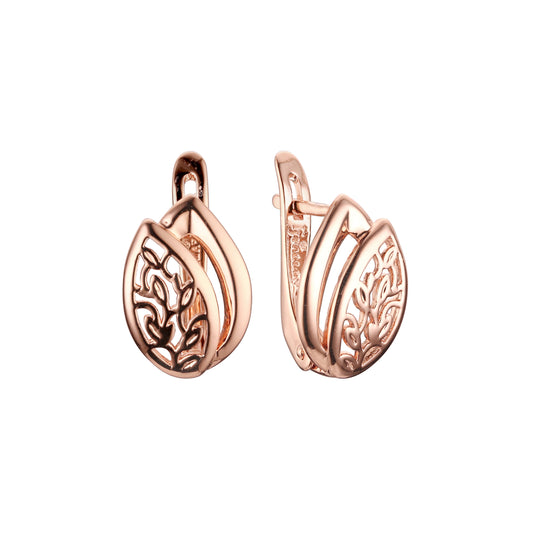 Pendientes en Oro Rosa, baño de dos colores