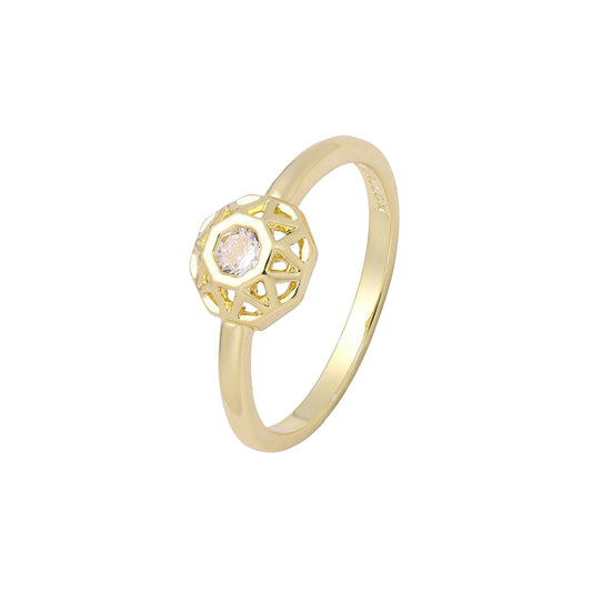 Anillos Solitario en Oro de 14K, baño de Oro Rosa colores