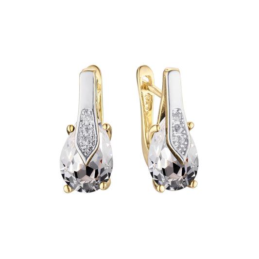 Pendientes solitarios con lágrima y circonita cúbica en oro de 14 quilates, oro blanco, oro rosa y dos tonos.