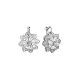 Aretes de flor de racimo de girasol en colores de baño de Oro 14K, oro blanco, oro rosa