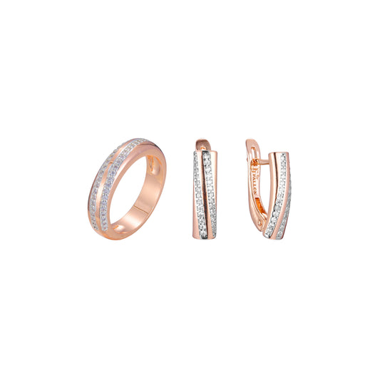 Conjunto de adoquines dobles de dos tonos de oro rosa