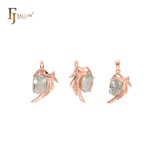 Conjunto de oro rosa con colgante