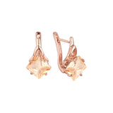 Aretes en Oro 14K, Oro Blanco, Baño en Oro Rosa colores
