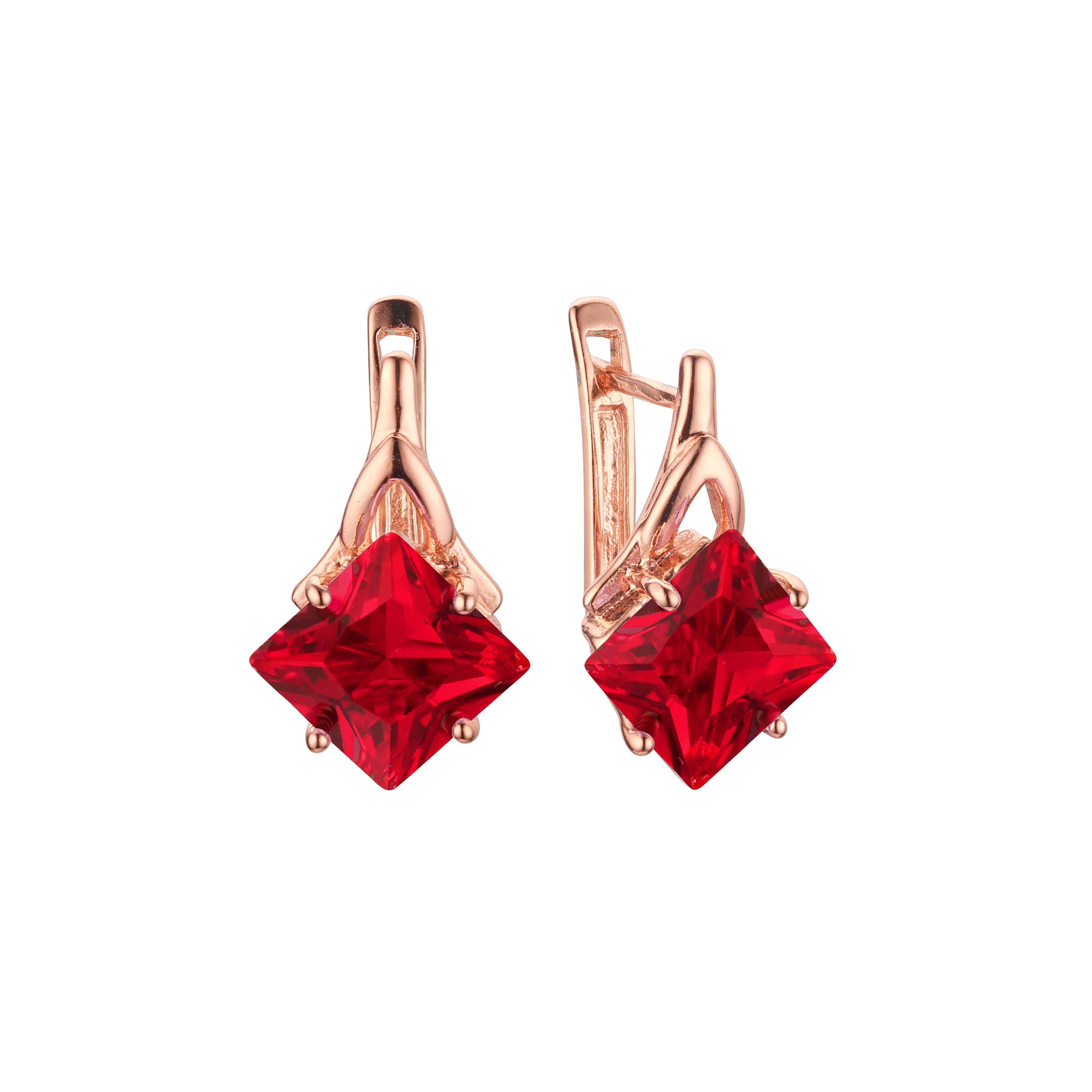Aretes en Oro 14K, Oro Blanco, Baño en Oro Rosa colores