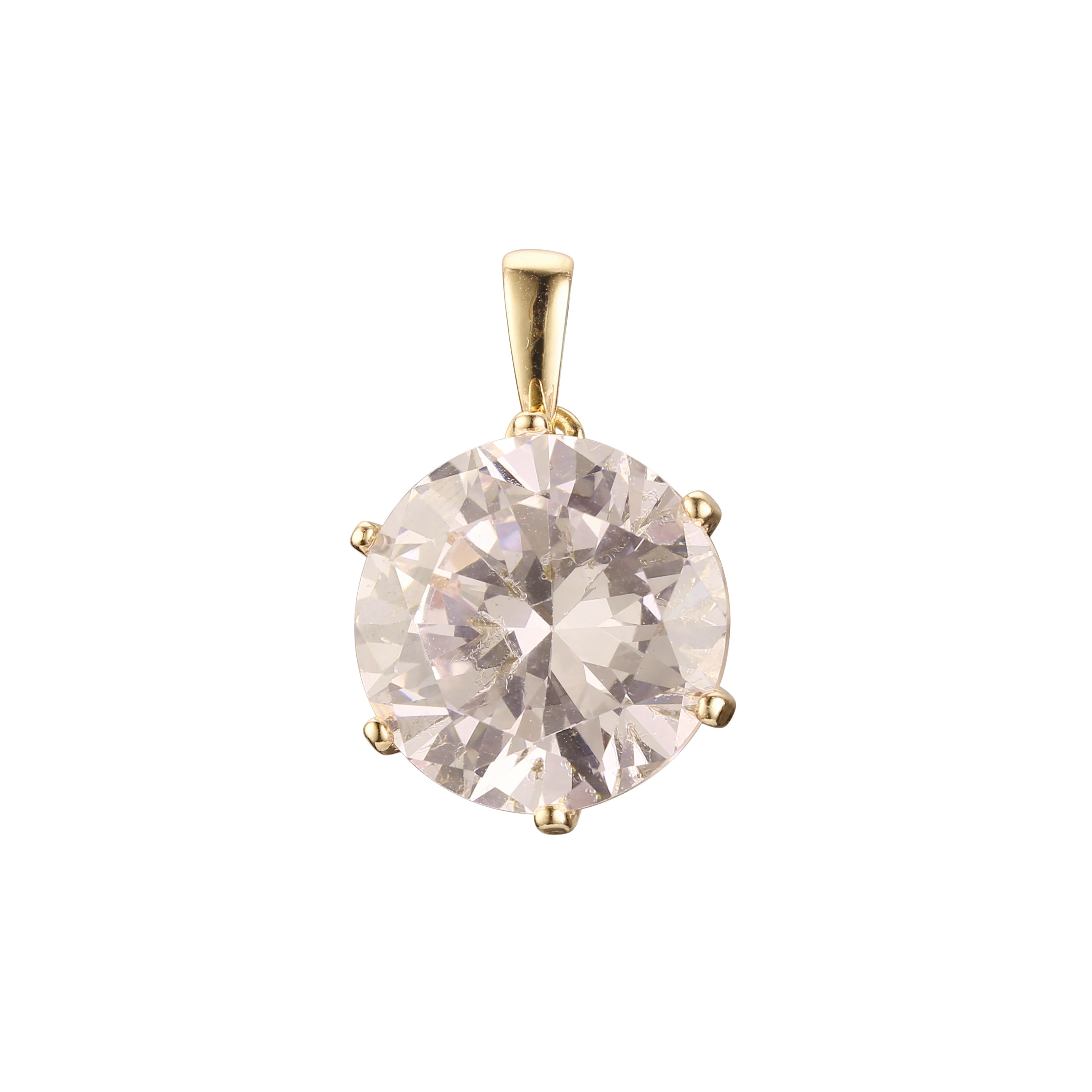 Colgante Solitario piedra grande Oro Rosa, baño de Oro 14K colores
