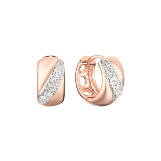 Aretes Huggie en Oro 14K, Oro Rosa, baño en dos tonos