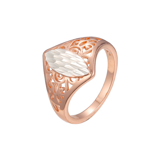 Двухцветные кольца Filigree Marquise из Красное золото 585 пробы