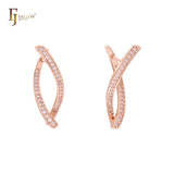 Twisted paved white Czs14K Gold Earrings