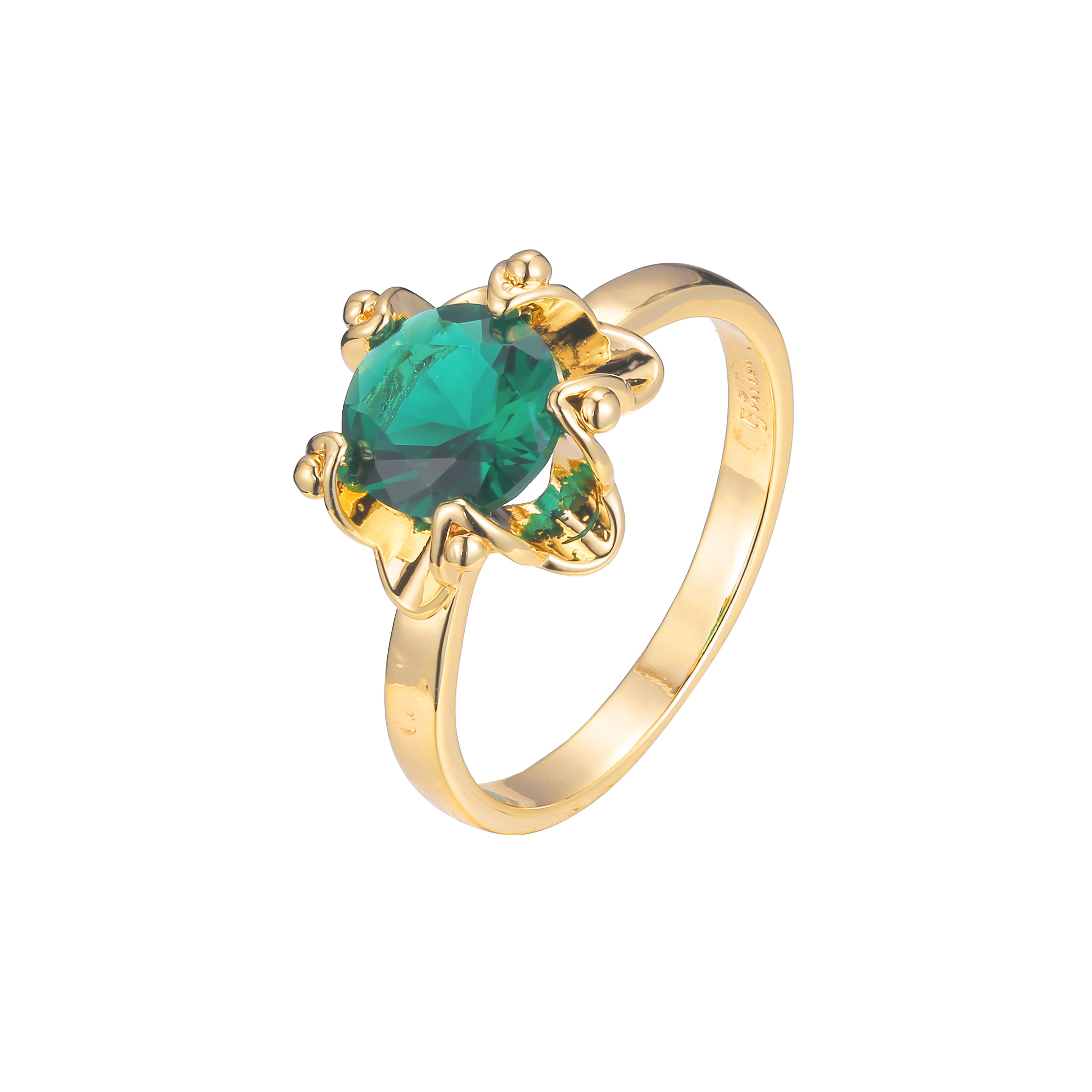 Solitario grandes anillos redondos de piedra en Oro de 18K, baño de Oro de 14K colores