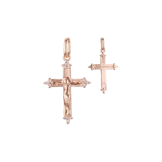 Eastern Orthodox Russian budded pendant in Rose Gold, two tone plating colors