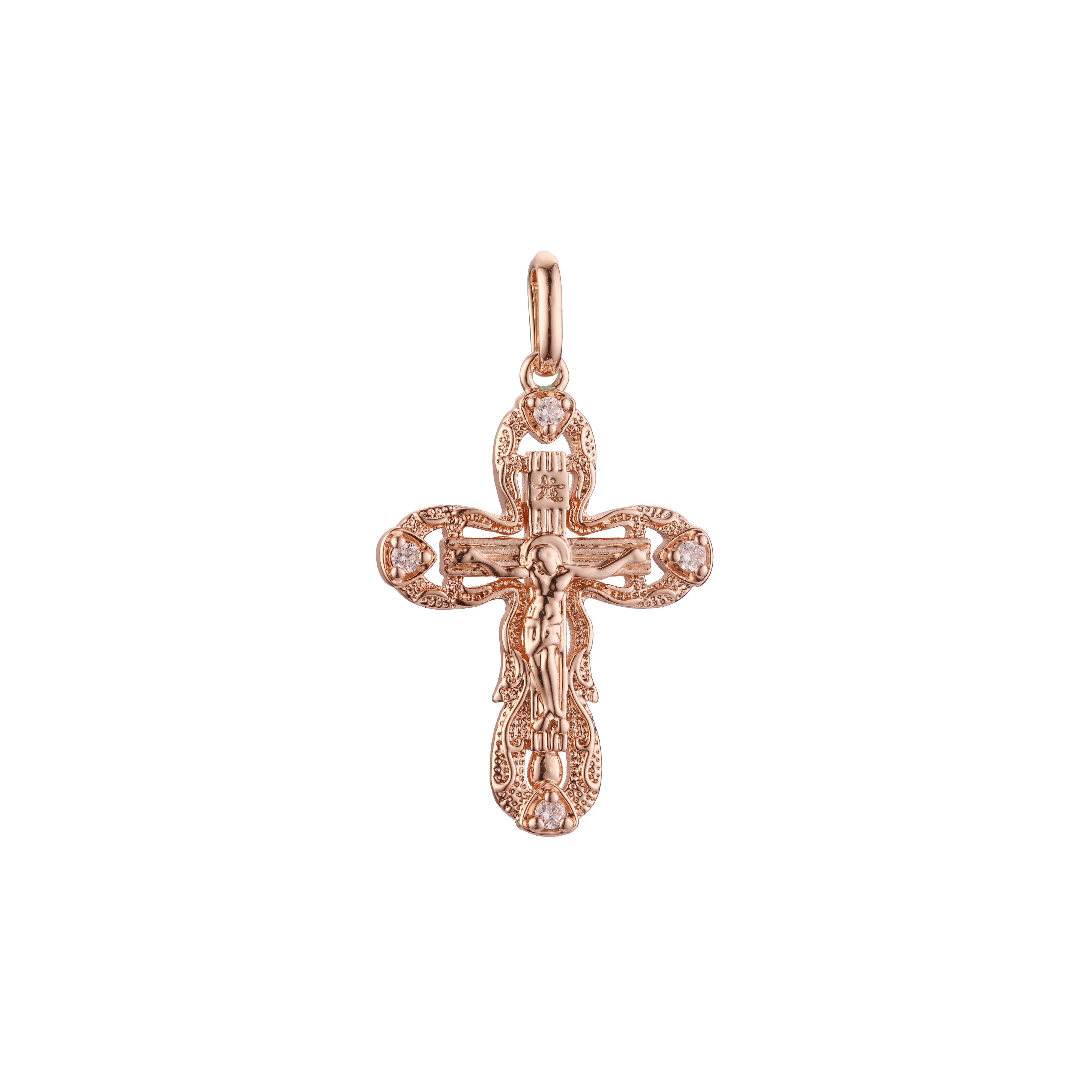 Eastern Orthodox Russian pendant in Rose Gold two tone, 14K Gold plating colors
