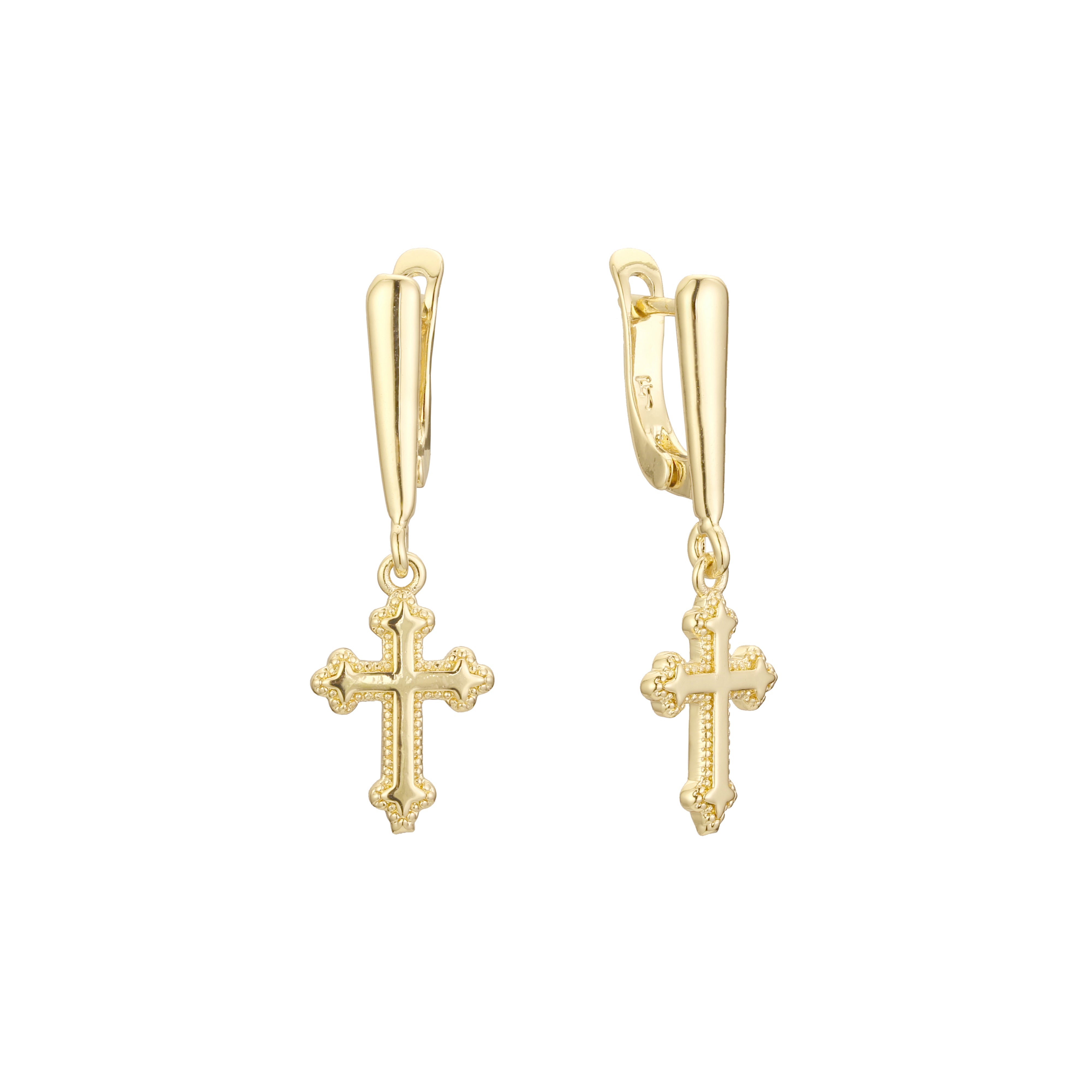 Pendientes Cruz en Oro de 14K, baño de Oro Rosa colores