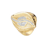 Anillos de filigrana pavimentada con circonita blanca de 14 quilates, oro rosa, dos tonos, tres tonos