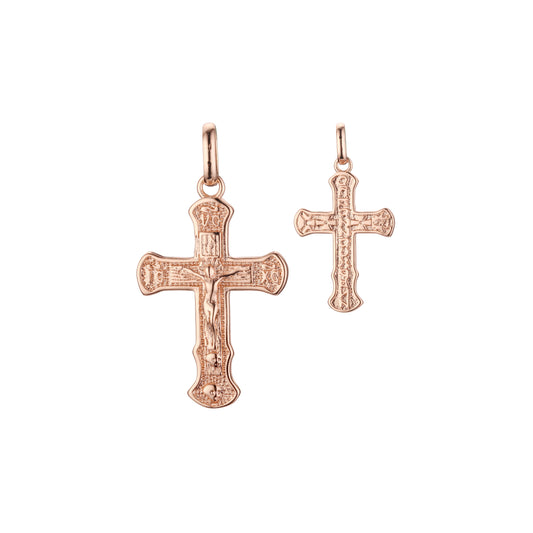 Eastern Orthodox Russian budded pendant in Rose Gold two tone, 14K Gold plating colors