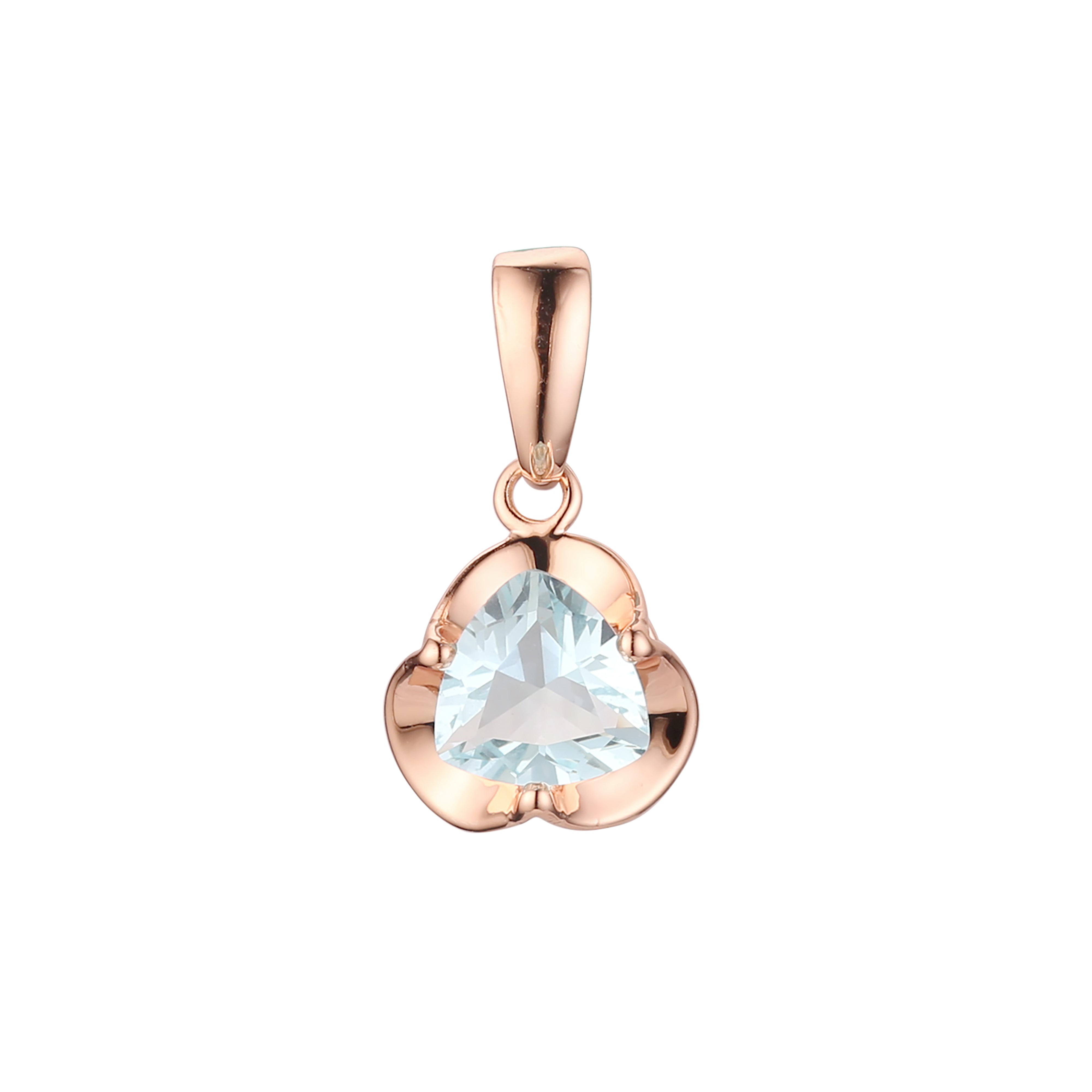 Colgante solitario con circonitas cúbicas de colores en oro de 14 quilates, oro rosa y oro blanco.