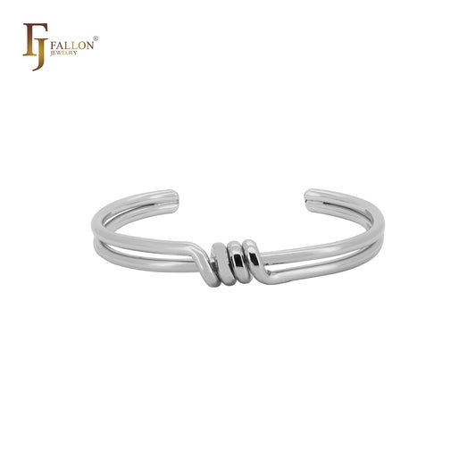 Pulseras de oro de 14 quilates, oro rosa y oro blanco con doble alambre trenzado