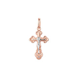 .crucifix Eastern Orthodox Russian 14K Gold, Rose Gold two tone, White Gold pendant