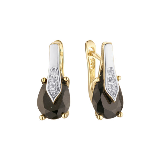 Pendientes solitarios con lágrima y circonita cúbica en oro de 14 quilates, oro blanco, oro rosa y dos tonos.